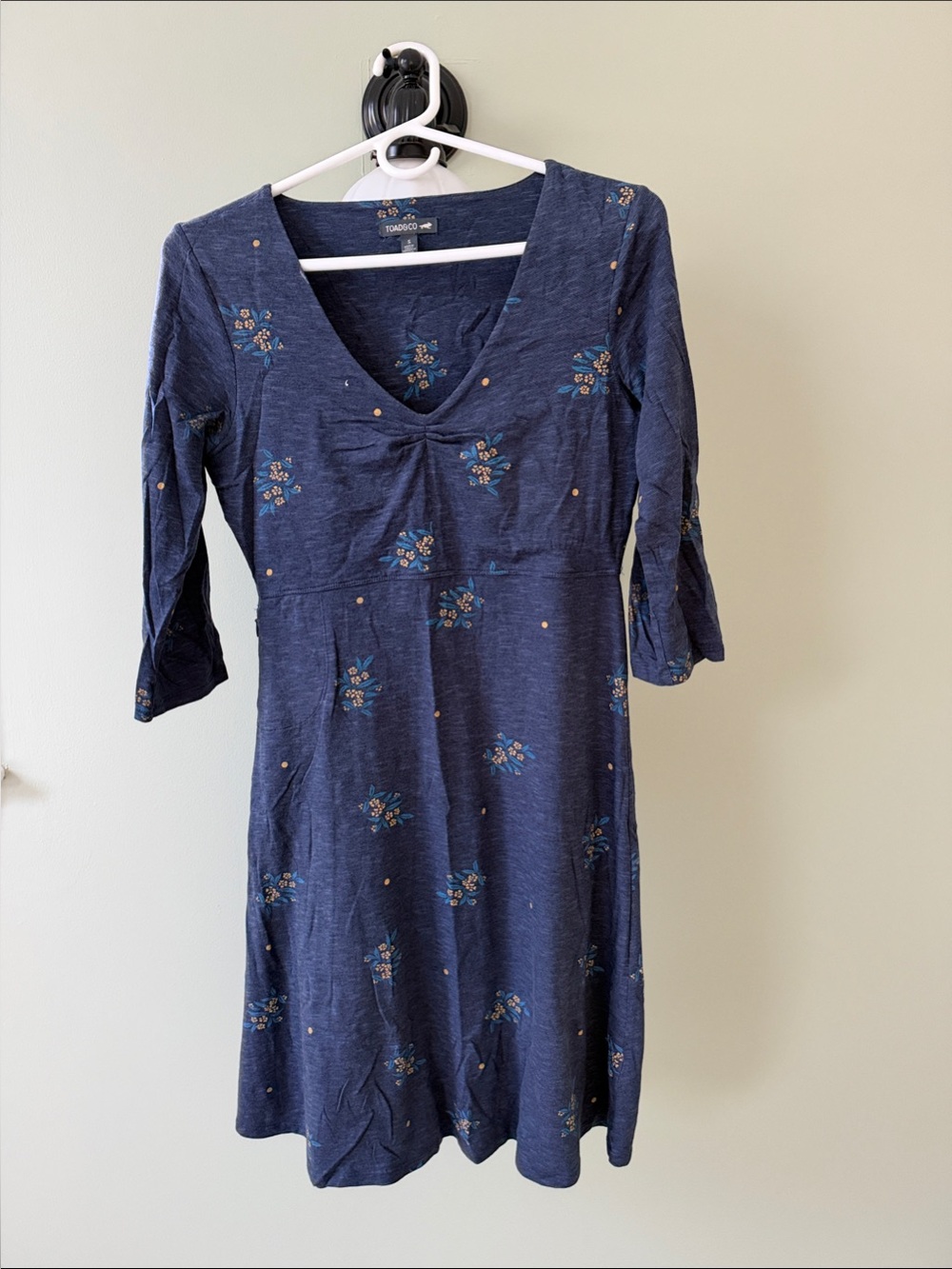 Toad&Co Rosalinda Navy Floral Scoop-Neck A-Line Dress